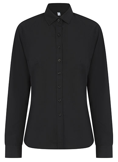 Breathable Ladies Long Sleeve Dress Shirt Black