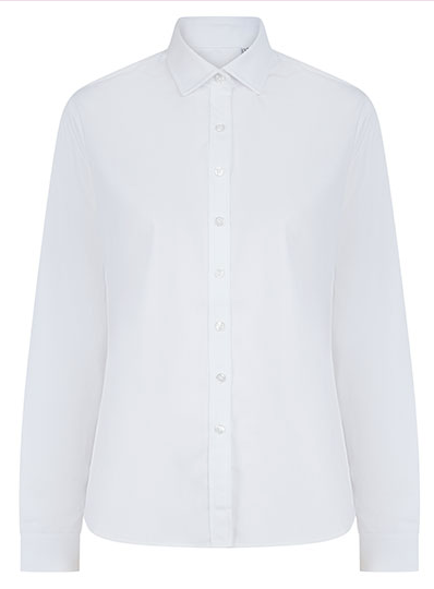 Breathable Ladies Long Sleeve Dress Shirt White