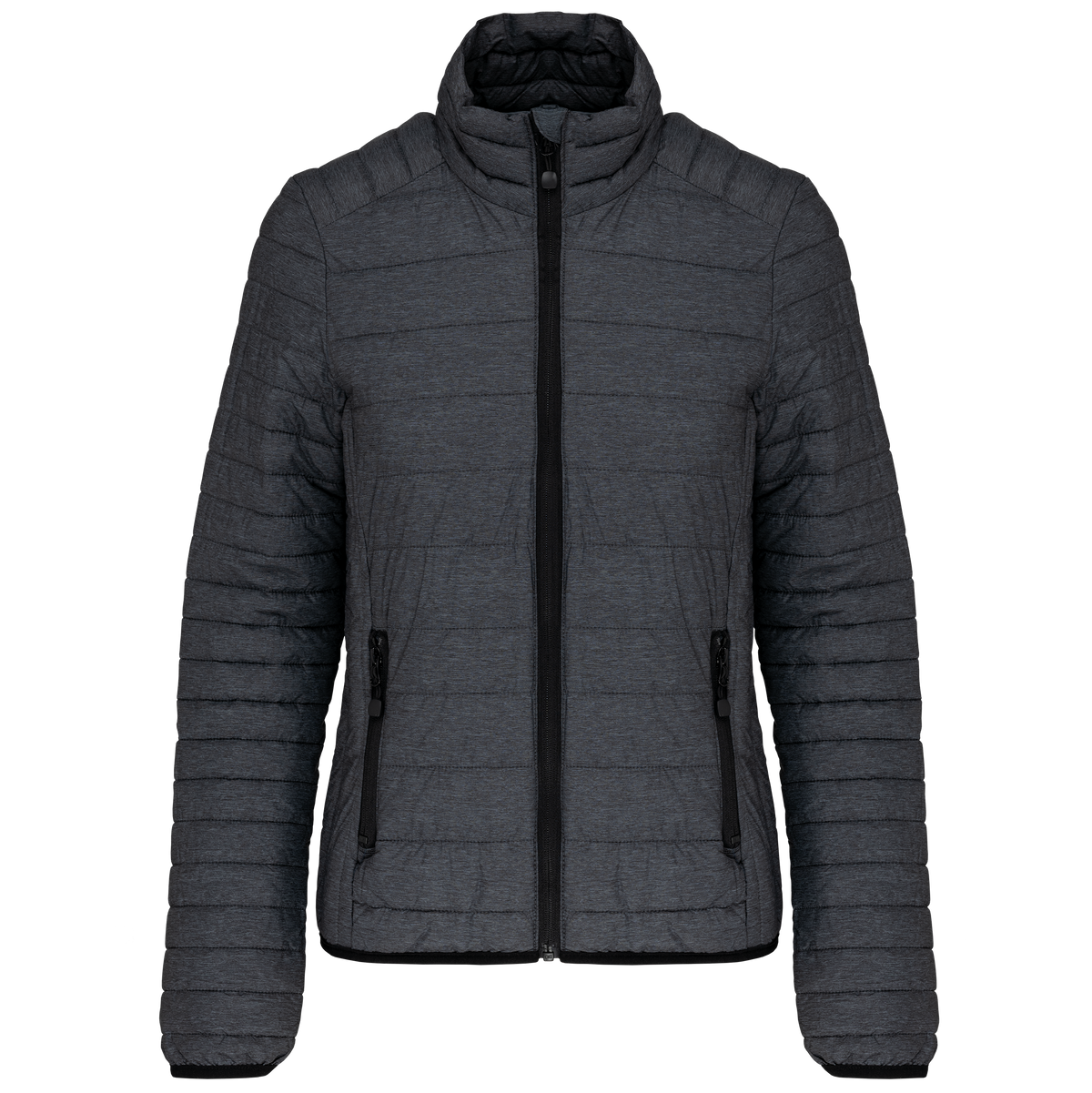 Ladies Long Sleeve Puffer Vest Grey