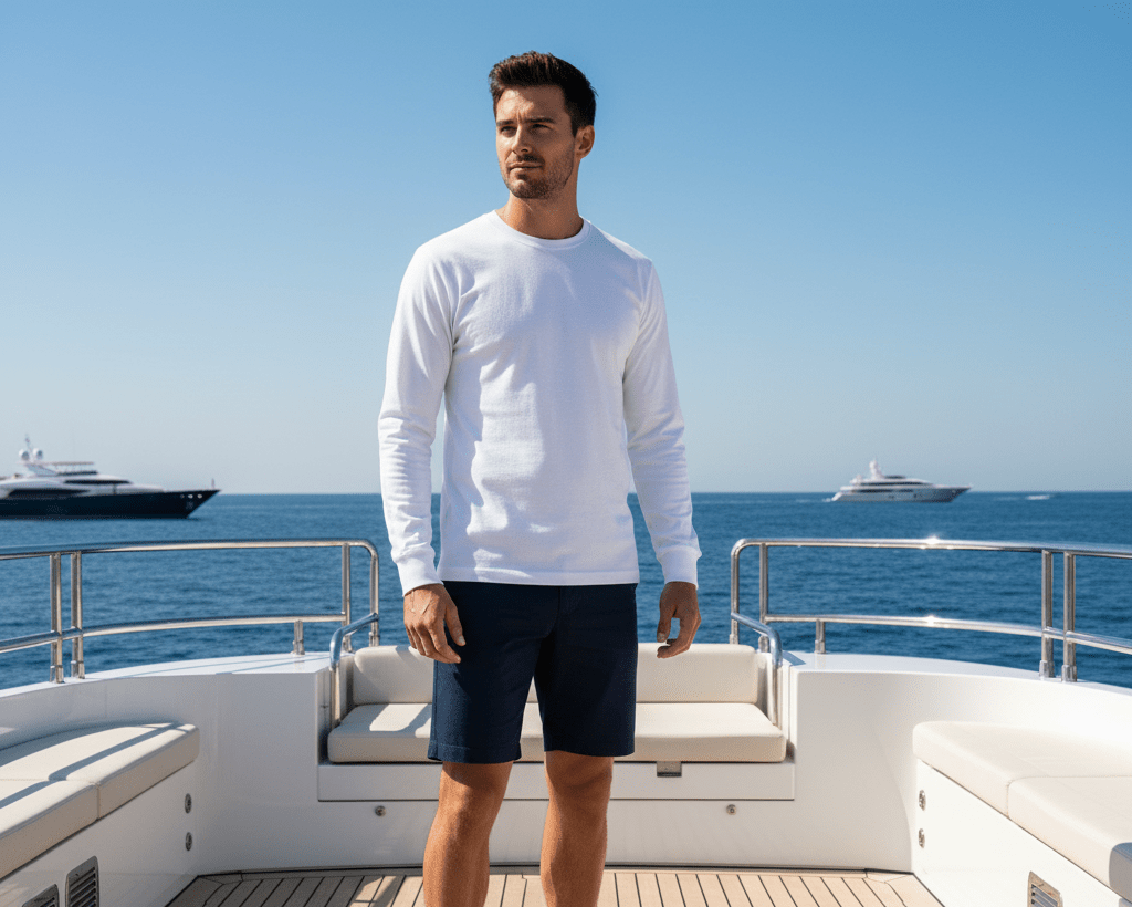 B&C Men's Long Sleeve Cotton T-shirt - Marina Yacht Wear