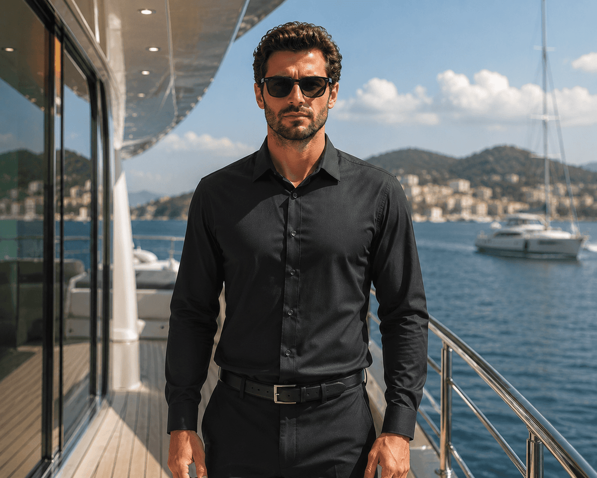 Breathable Men’s Long Sleeve Dress Shirt - Marina Yacht Wear