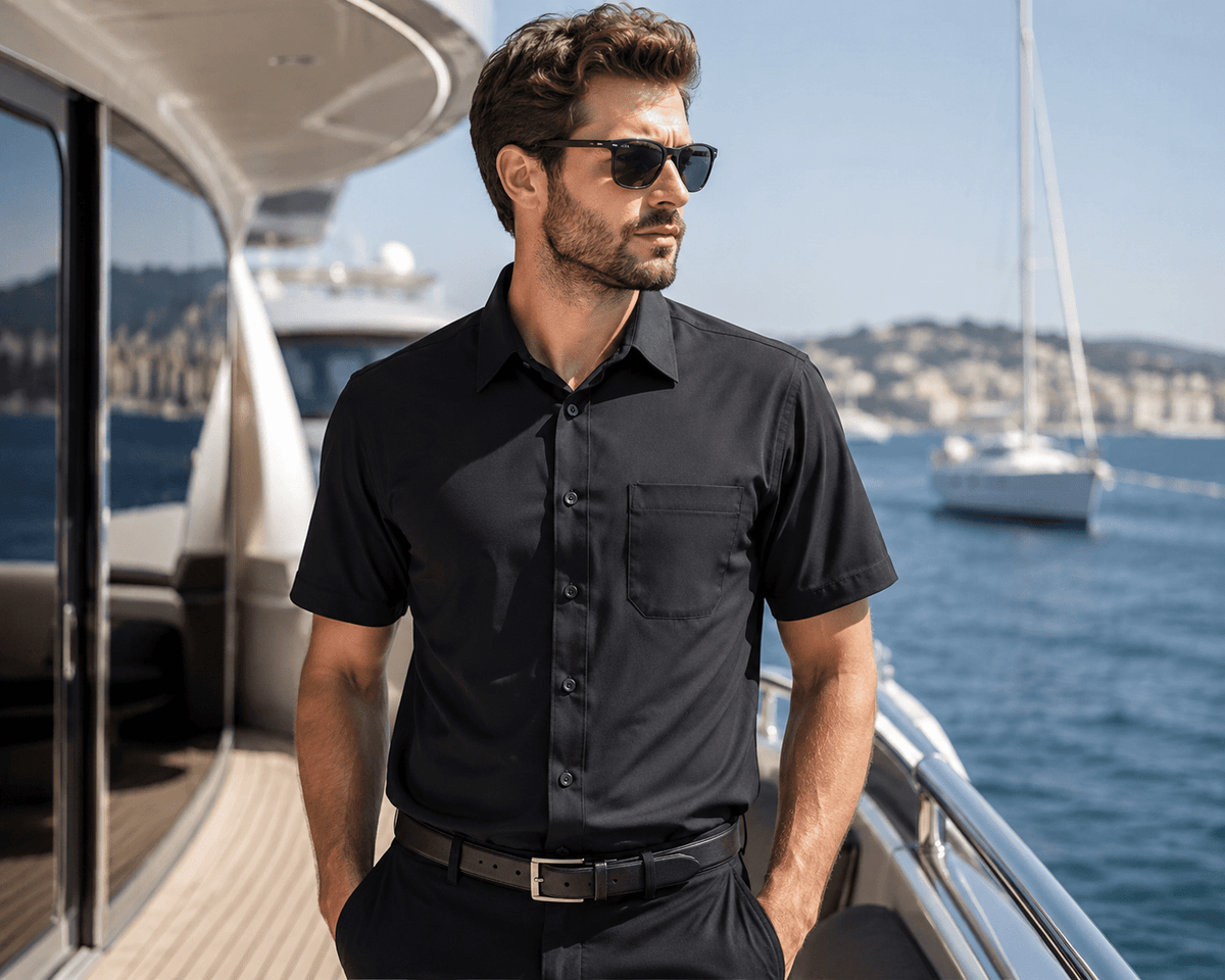Breathable Men’s Short Sleeve Dress Shirt - Marina Yacht Wear
