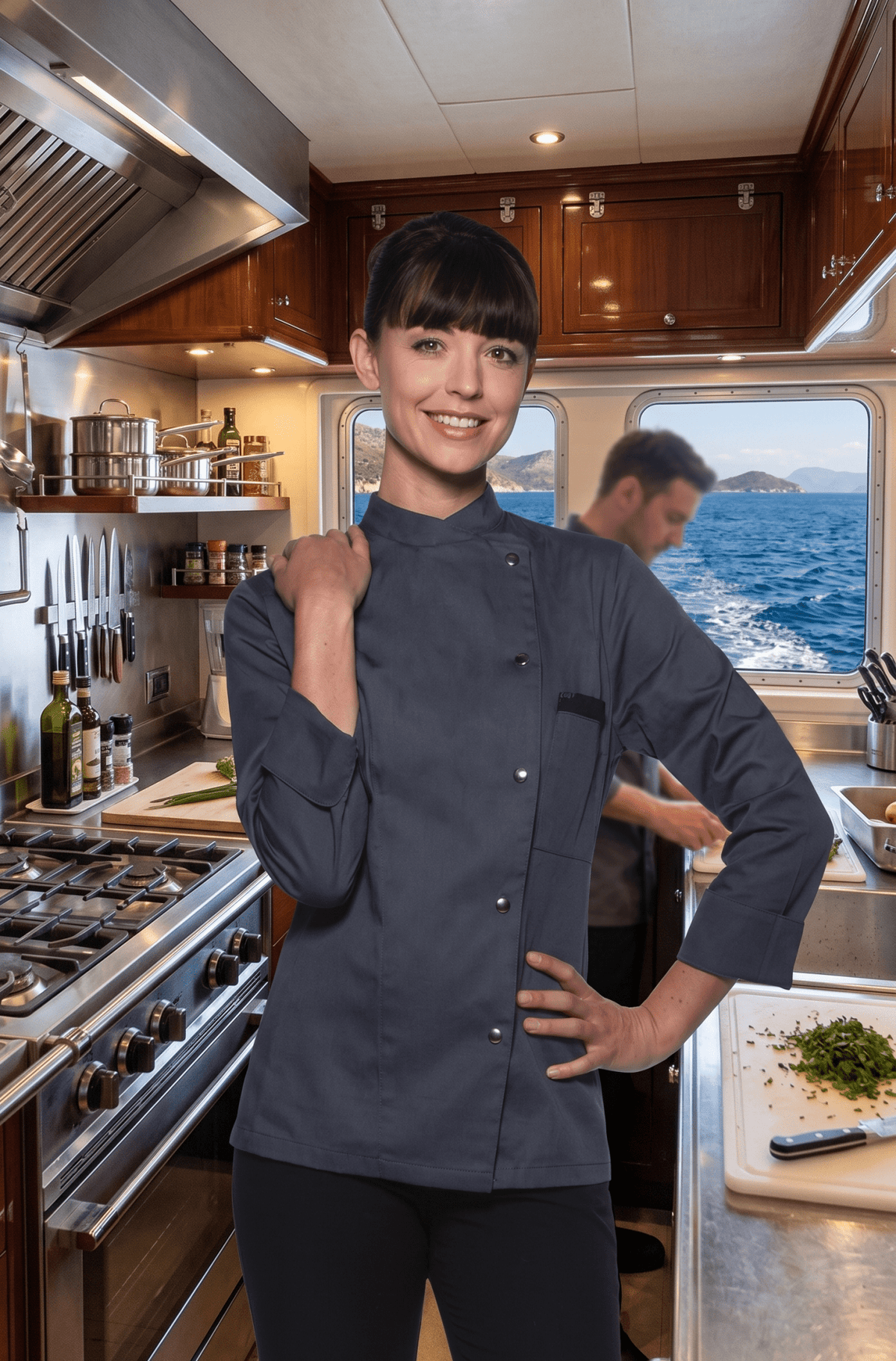 Ladies Long Sleeve Chef Jacket Larissa - Marina Yacht Wear