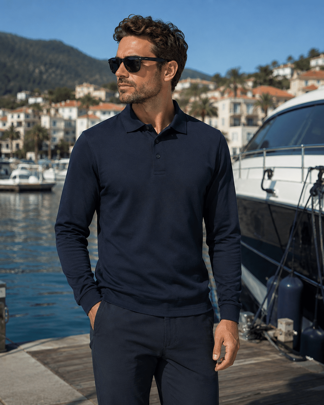 Men’s Long Sleeve Polo Shirt Tee Jays - Marina Yacht Wear