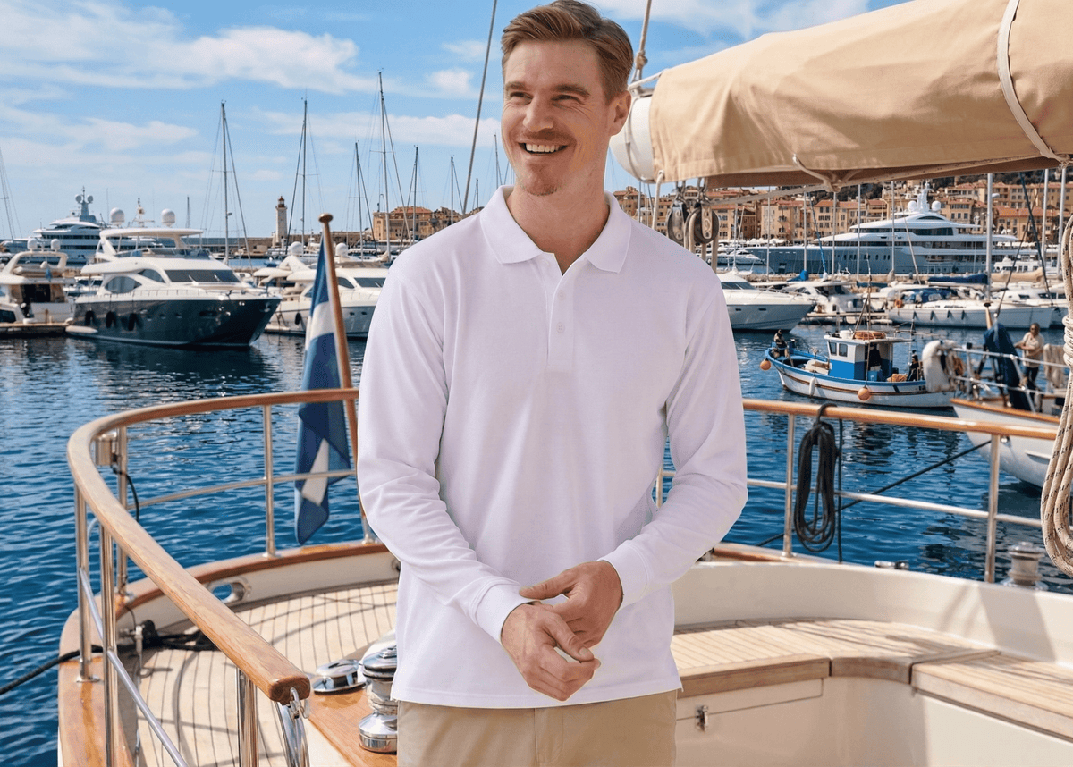 Men's Long Sleeve Technical Polo - Marina Yacht Wear