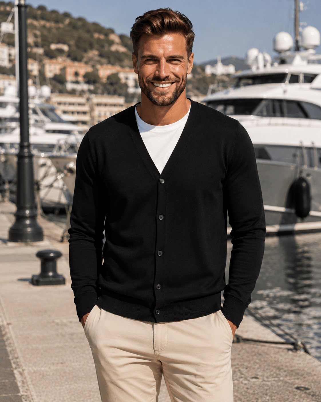 Men's Supima® Cotton Cardigan - Marina Yacht Wear