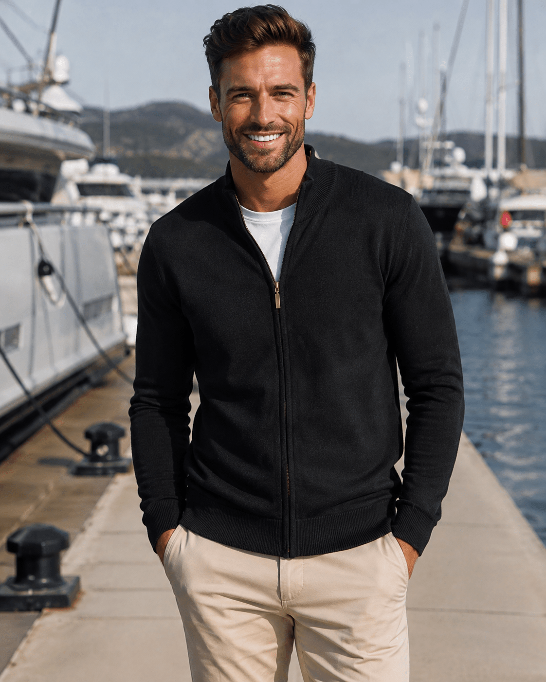 Men's Zipped Cardigan - Marina Yacht Wear